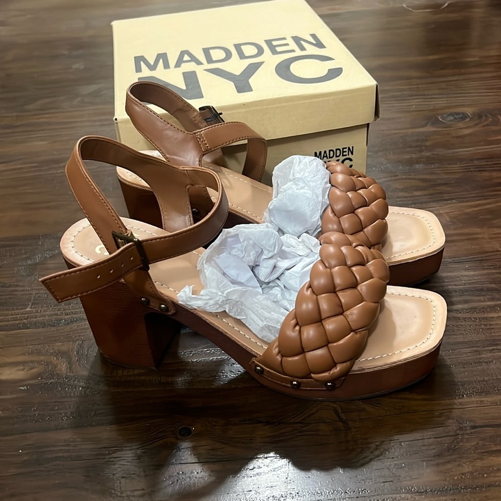 Madden NYC Brown Heeled Sandals Size 10